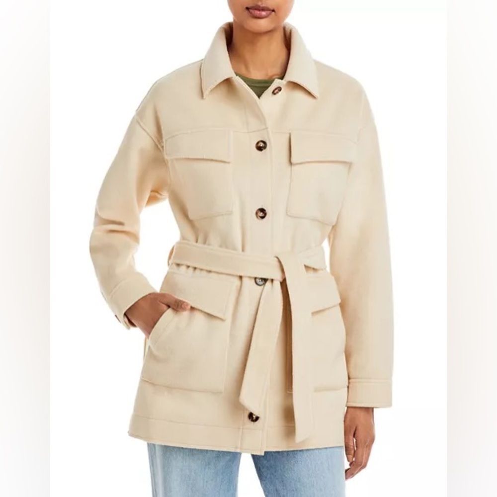 MONROW Cream Button-up Tie‎ Waist Safari Jacket $298.00